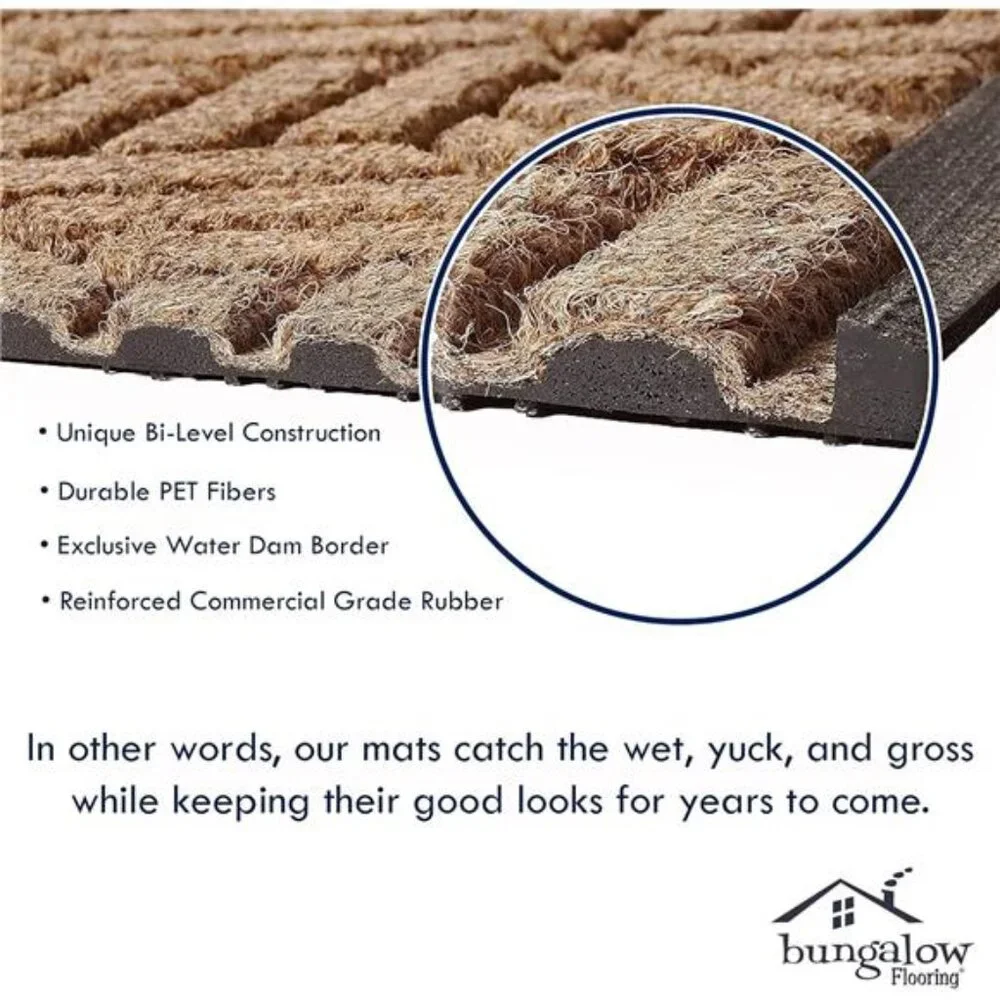 Bungalow Flooring Waterhog Door Mat, 2' x 3' Made in USA, Durable and Decorative